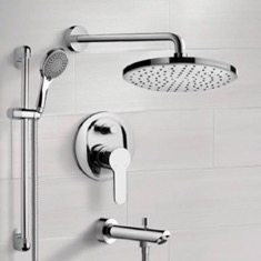Tub and Shower Faucet Set with Handheld and Rain Shower Head